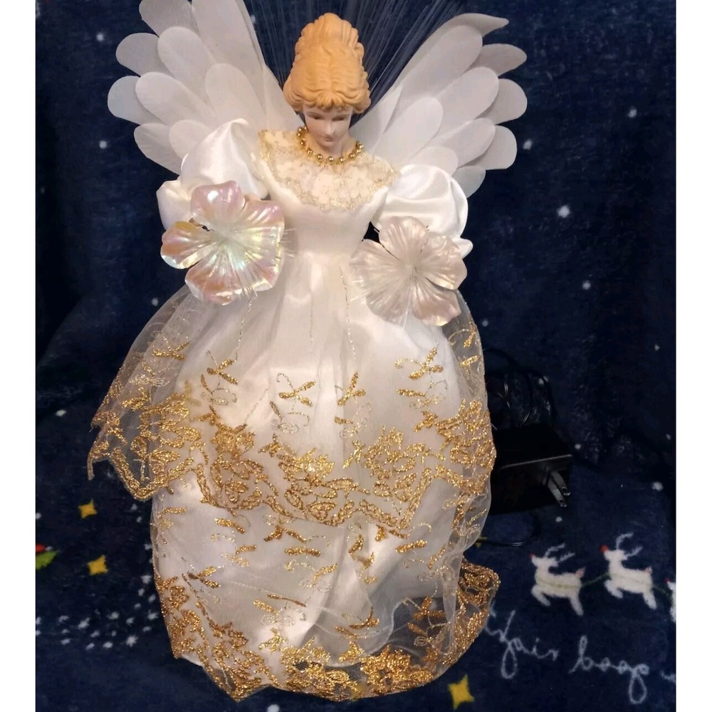 Lighted Color Wings Christmas Angel 15" Treetopper Used Once In Box Works